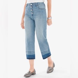 Chico’s Women’s Denim Cropped Pants - button fly & layered denim hem